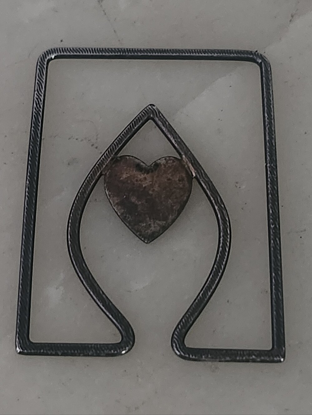Vintage Rectangular Silver Book Mark With Heart Accent
